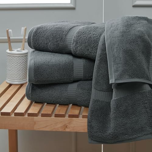 Towel Bazaar Dark Gray Premium Cotton Absorbent Bath Towels