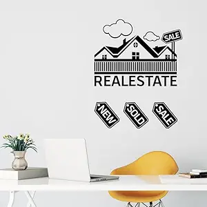 SnappySticker Office New Sold Sale Real Estate Home Rent Wall Sticker PVC Vinyl Easy to Stick (27 X 32)