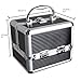 iGadgitz Home U7037 - Aluminium Make Up Case, Cosmetic Case, Hard Vanity Case, Make Up Box, Beauty Case - 4 x Fold Out Trays, Larger Bottom Compartment & Carry Handle - Black - Small
