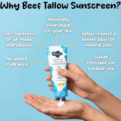 Beef Tallow Sunscreen SPF 50 – Mineral Sunscreen for Face & Body, Unscented, Reef Safe Sunscreen Lotion, Water Resistant, Zinc Oxide, Made in USA - Image 5