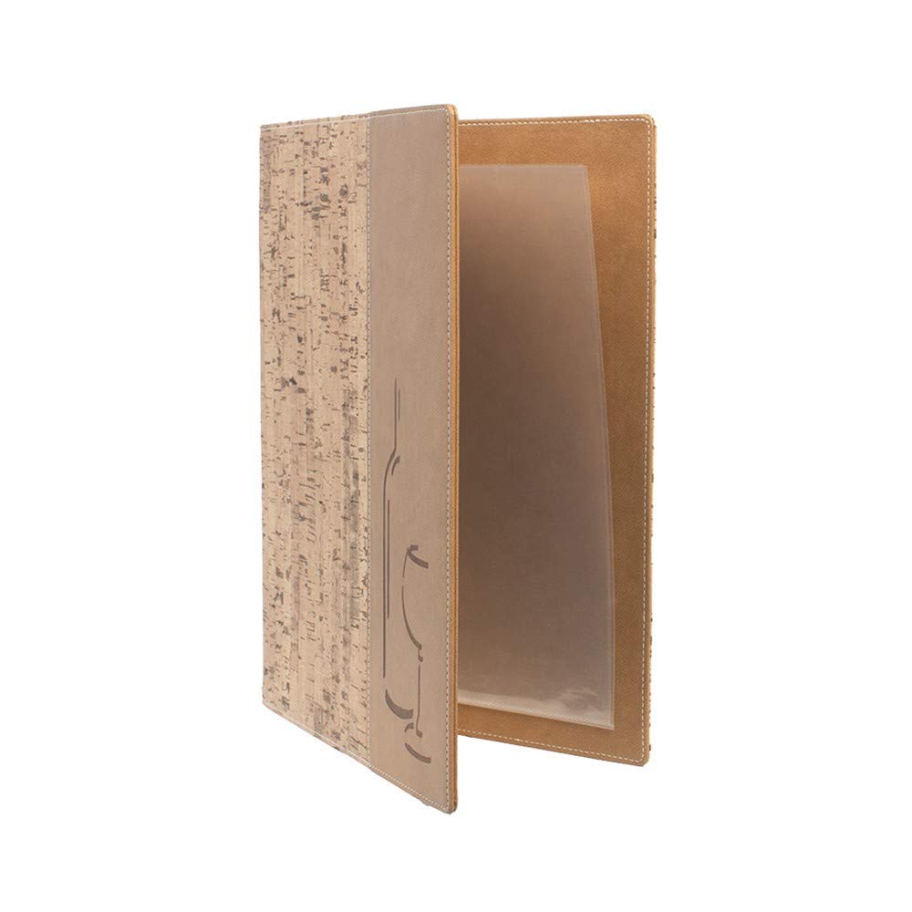 SECURIT Design Kork Optik A4 Menukarte (x10) Plus Box, inkl. 1 dopplete Einlage für Menüs (für 4 Seiten A4)