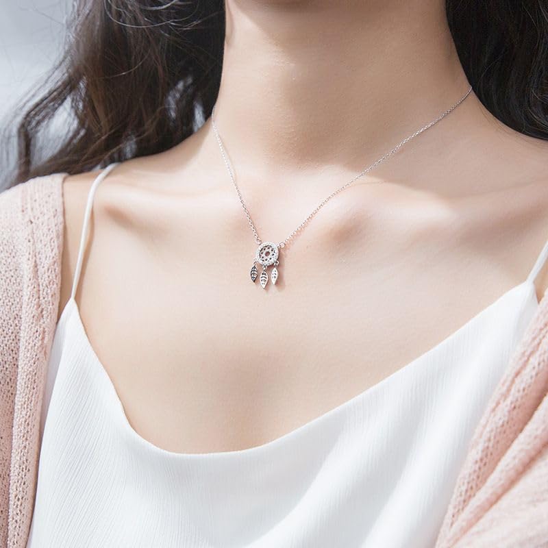Girocollo da donna con ciondolo a forma di piuma in argento sterling 925