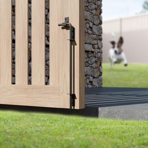 Image of 18 Inch Gate Cane Bolt Gate Ground Drop Rod, Heavy Duty Drop Rod Gate Latch for Wooden Vinyl Fence, Black Finished Cane Bolts for Gates, 1 Pack