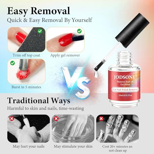 Image of JODSONE Gel Nail Polish Remover Kit Set with 15ml Gel Nail Polish Remover,Cuticle Oil,Latex Tape,Cuticle Removers Liquid,Cuticles Trimmer,Removers Manicure Tool Set for Home Use,No Soaking Wrapping