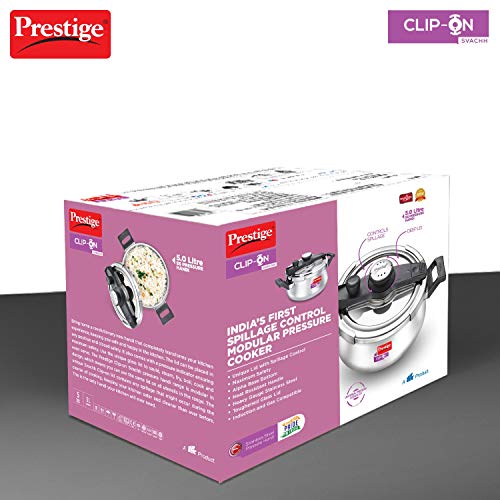 Prestige Svachh Clip-on 5 Liter Stainless Steel Outer Lid Pressure Handi - Image 6