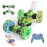 Gesture Sensing RC Stunt Cars - Toys for Boys Girls 6-12 | Best Gifts for Kids 6-12 Years Old | 4WD 360° Rotating Remote Control Transform Car | All-Terrain Off Road Vehicle with Lights Music Green