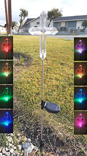 Affordable 2-Pack Acrylic Cross Decorative Solar Power Outdoor Garden Stake Landscape Color Change Lights #TOP6