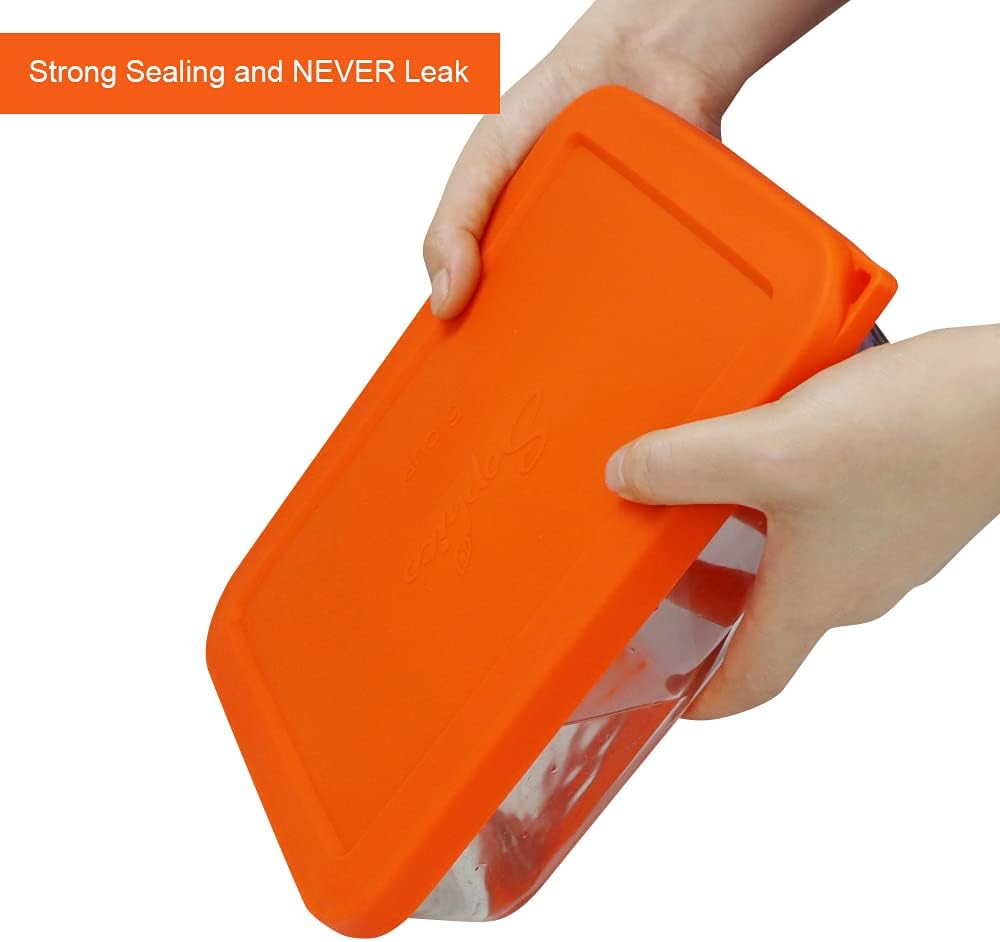Sophico 6 Cup Rectangle Silicone Storage Cover Lids Replacement for Pyrex 7211-PC Glass Bowls, Container not Included (Orange)