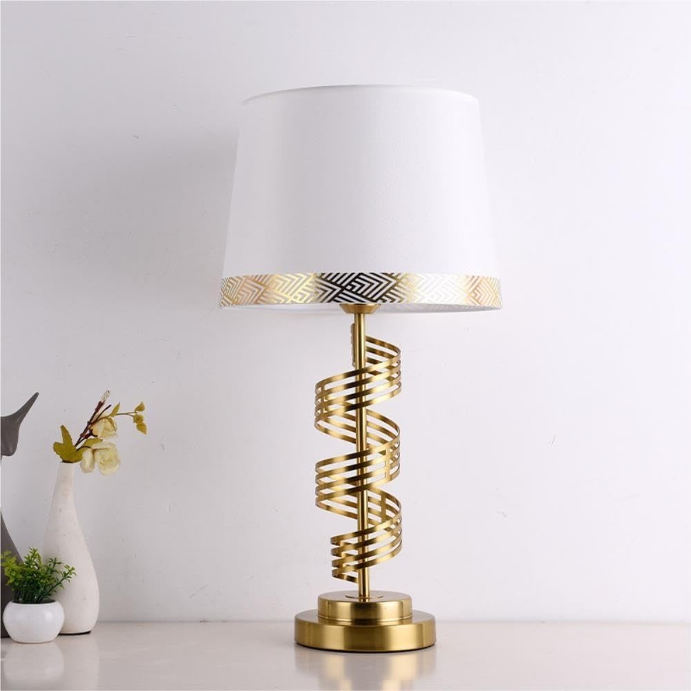 Lampada di lusso postmoderna, luce ambientale sul comodino | Lusso post moderno, base in metallo, paralume in tessuto, dimmerabile, luce ambientale