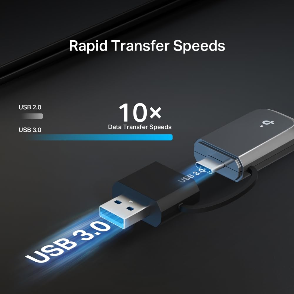 TP-Link Archer TBE400U Wi-Fi 7 WLAN Stick für PC, USB-C/A WLAN Adapter BE6500 Tri-Band, MU-MIMO, WPA3, USB 3.0, nur Kompatibel mit Windows 10/11