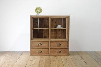 Amazon.co.jp: レトロ戸棚食器棚収納キャビネットガラス引き戸