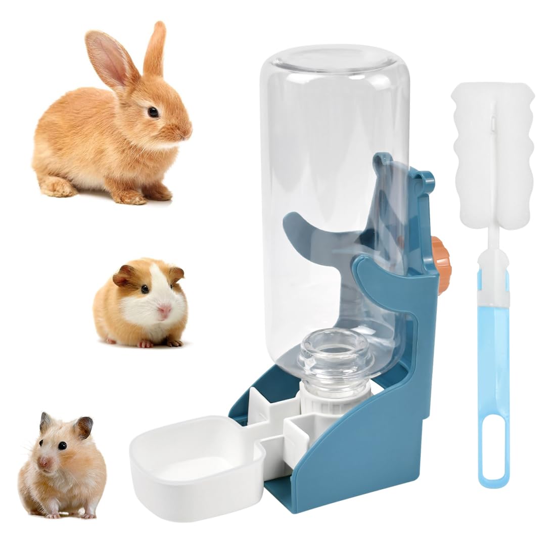 Bebedero Automático para Conejos 500ml con Cepillo Limpieza