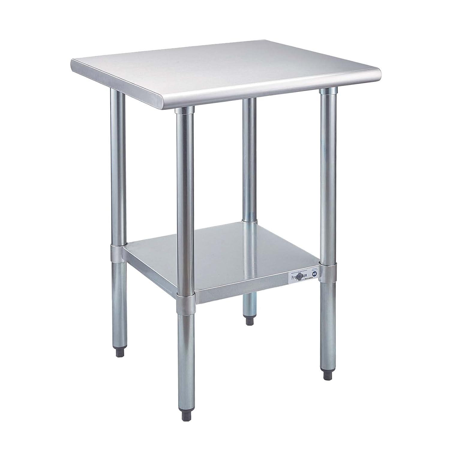 30" Square Satin Stainless Steel Work Table with Undershelf
