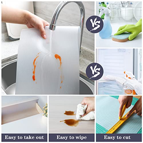 Hersvin Shelf Liners 20 In X 20 Ft Eva Drawer Mats, Non-Adhesive Cupboard Pad, Kitchen Cabinet Lining Fridge Cushion (Transparent Stripe, 50.8X610Cm) #TOP3