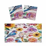 Entemne 2 coperture fluorescenti ad acquerello, uccellini, girasole, fiori, diffusore magnetico per plafoniera, filtro per ridurre l'abbagliamento, per illuminazione di classe, ufficio, casa, 120 x 60