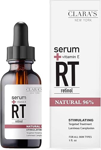CLARA'S NEW YORK Stimulating Rejuvenating Retinol Facial Serum with Vitamin E for Anti-aging, Reducing Wrinkles & Fine Lines, 30ml /1Fl oz - Made In USA - Retinol