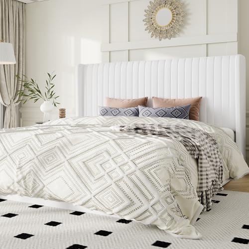 Image of Allewie King Size Lift Up Storage Bed Frame Channel Tufted Headboard White