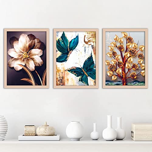 Image of kotart Paintings Modern Art Wall Decor Framed Paintings for Bedroom Room Living Room - Framed Wall Posters /Multicolor,Set of 3 (Art 1, 10x13 inch)