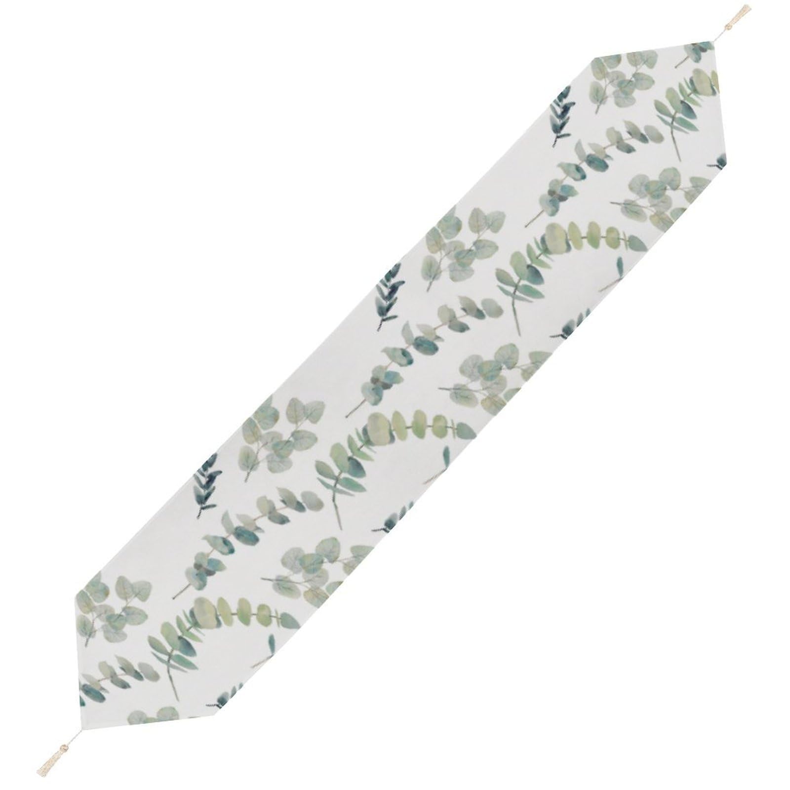 JZemdybill 229*33cm Table Runner with Tassel, Eucalyptus Leaves Table Runner, Table Decoration for Kitchen, Party, Restaurant