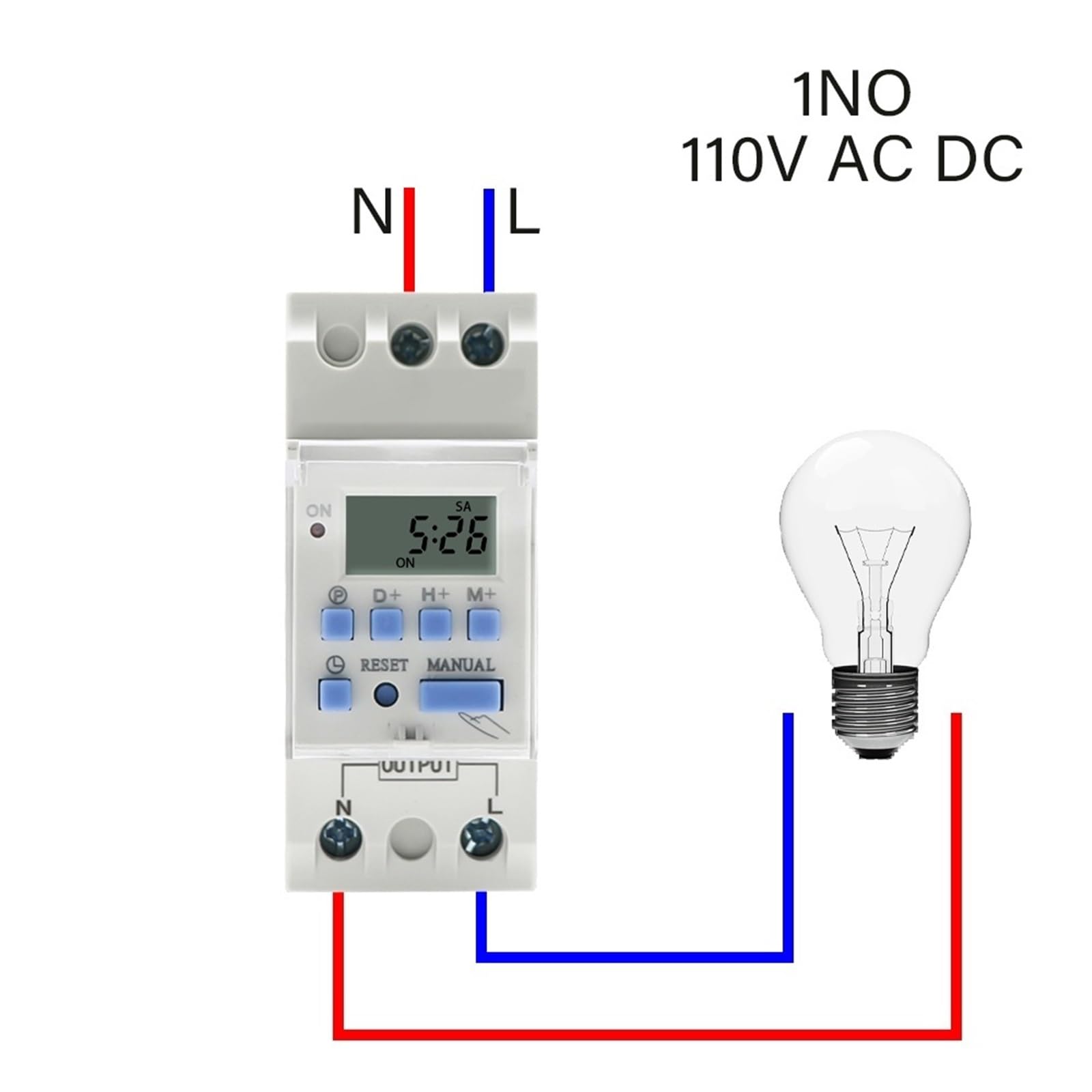 THC15A Tygodniowy programowalny timer cyfrowy 7-dniowy z szyną DIN 2 przewody, sterowanie przekaźnikiem, AC 220 V, 230, 12, 24, 48, 16 A (15a, 1NO 110V AC DC)