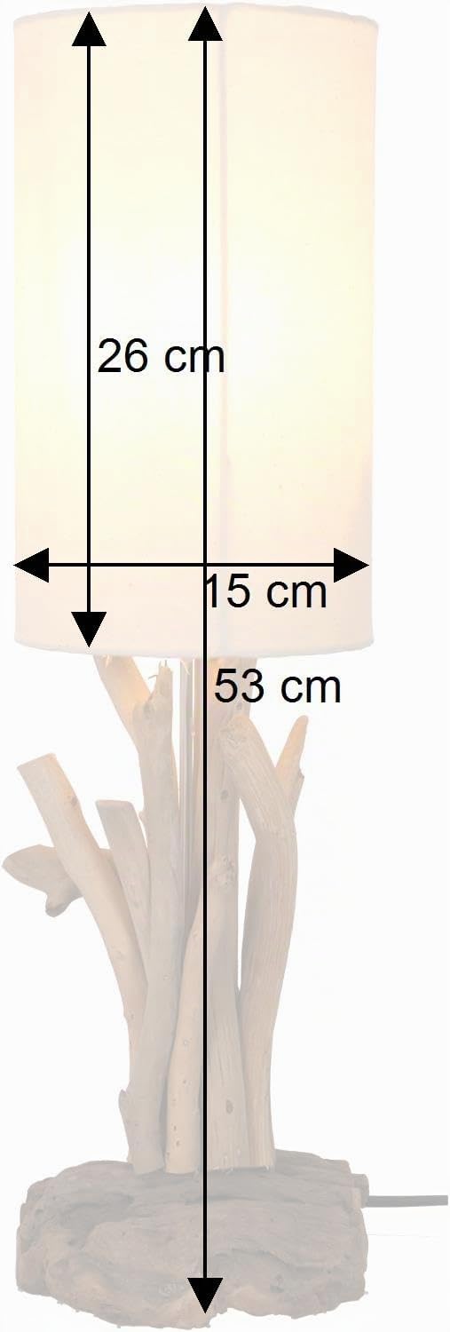 Guru-Shop Lampe de Table/Lampe de Table, Fabriquée à la Main à Bali à Partir de Matériaux Naturels, Bois Flotté, Coton - Modèle Balance, Boisflotté, 53x15x15 cm, Lampes de Table en Matériaux Naturels