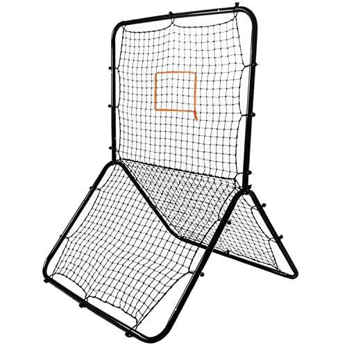 Crown Sporting Goods Multi-Sport Rebounder Pitch Back Screen with Adjustable Target, Black , 65 x 49-Inch