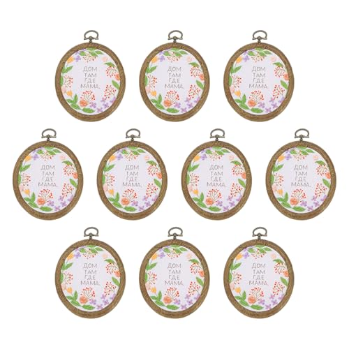 Image of PATIKIL 10 Pieces 3.9 inchx3.1 inch Embroidery Hoops Frame Imitated Wood Oval Cross Stitch Hoop Ring for Embroidery Art Craft Handy Sewing Decoration