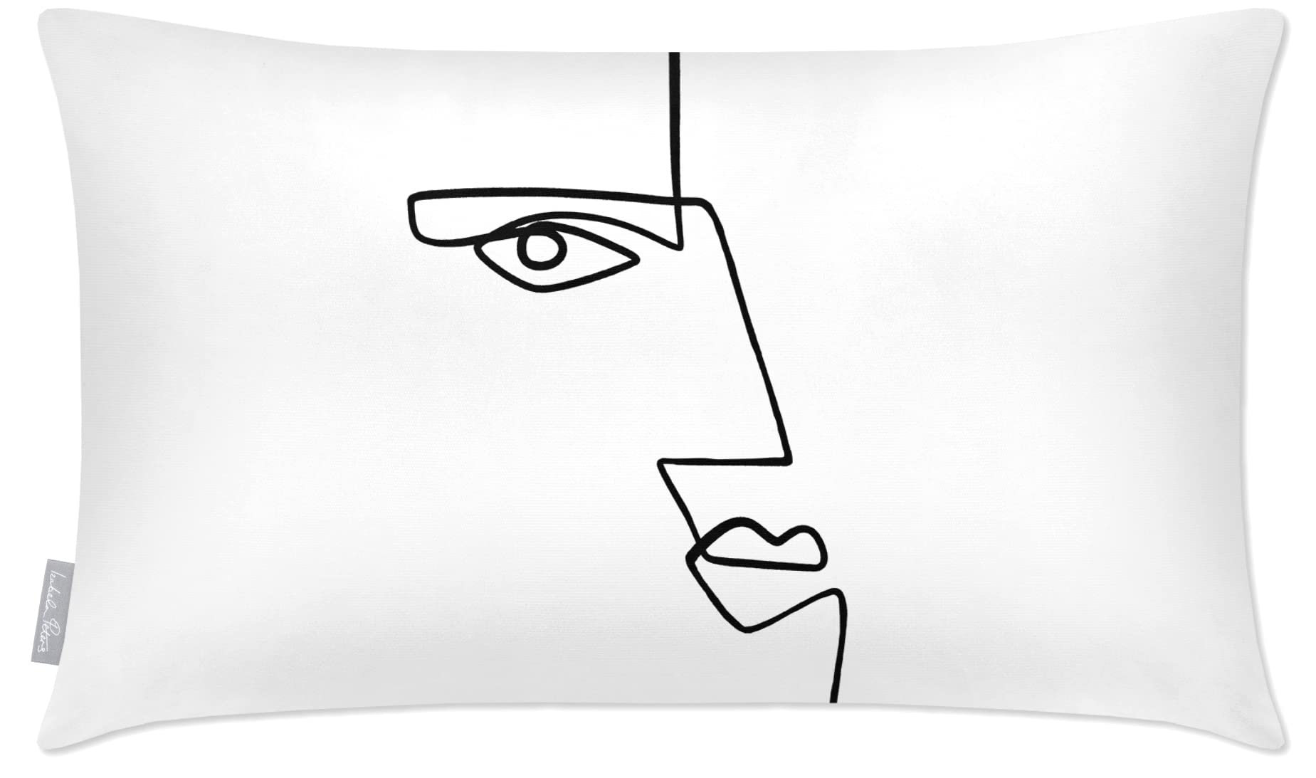 Izabela Peters Outdoor Cushions Waterproof, 60 x 40 cm, Filled Outdoor Cushion, Angular Face - White on Black, Garden Furniture Cushions, Outdoor Seat Cushions, Garden Chair Cushions