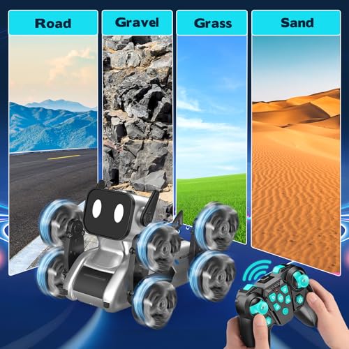 Yeriayha Roboter-Hundespielzeug für Jungen im Alter von 8–12 Jahren, 8WD ferngesteuertes Auto, 2,4 GHz Rc Auto mit Licht und Sound, Spielzeug Geschenke für 6 7 8 9 10 11 12 Jahre alte Jungen