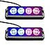 Strobelight Bar 4 LED with Super Bright Emergency Beacon Flash Caution Strobe Light Bar with 17 Different Flashing-2PCS (Blue&Red)