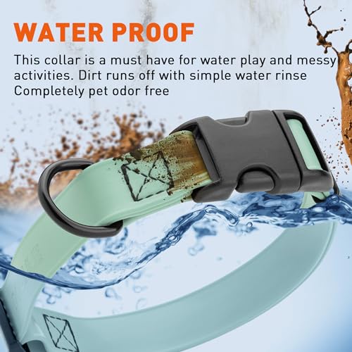 Image of Dogline Biothane Waterproof Dog Collar with Quick Release Buckle Strong Coated Nylon Webbing with Odor- Proof for Easy Care Easy to Clean Fits Small Medium Large Dogs, Sage Green 1 inch W 15-23 inch L