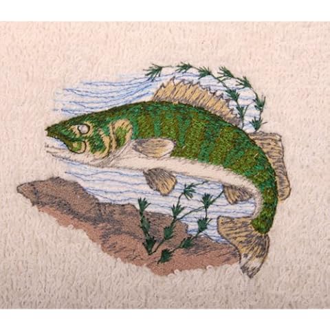 Big Black Horse LLC Bath Towel Set with Embroidered Walleye Fish Cover