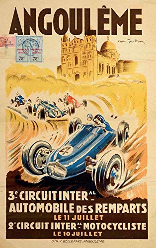 Angouleme Circuit Automobile remparts Reproduction Affiche Poster-Format Size 50X70 cm-Papier 300 GR-Vente du fichier numérique HD Possible Nous Consulter.(Boutique affichevintage.FR)