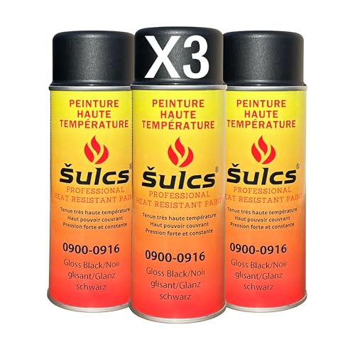 Peinture Haute Température 1200°c Professionnelle - Aérosol 400ml - Noir Ref. 0916 - Haut Pouvoir Couvrant - Barbecue Braséro Four Poêle à bois Insert Cheminée Mécanique Auto Moto ŠULCS BBQ® (3)