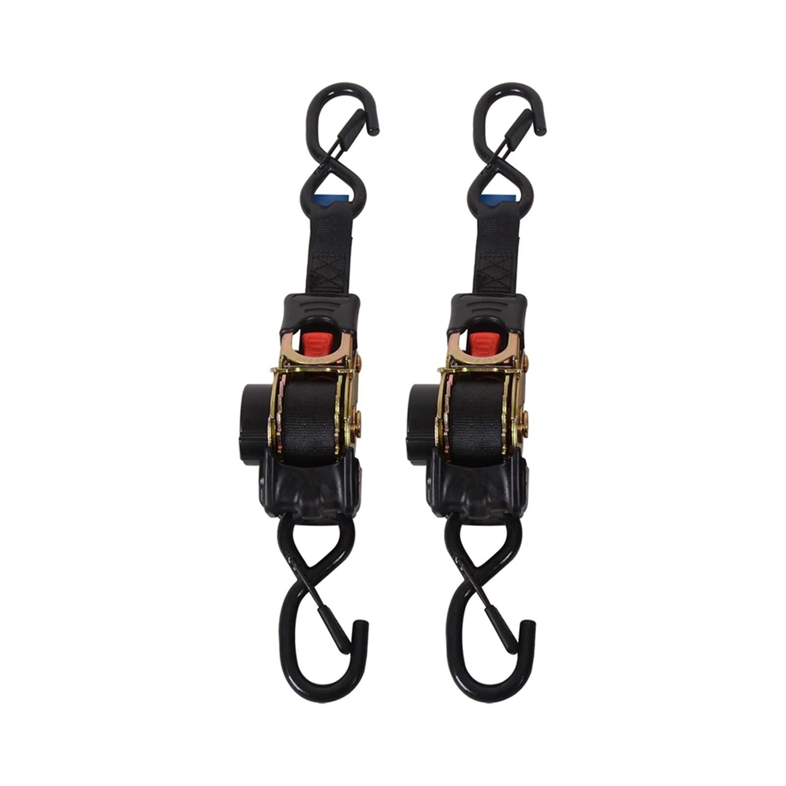 Correas de Trinquete Resistentes Cinturones de amarre universales con enrollado automático, herramienta fija retráctil automática, fácil de llevar, ganchos en S con correa de trinquete de 25mm x 3(2pc