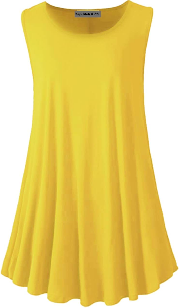 Sepi Meli & Co. SepiMeli Sleeveless Tunic Tank for Women – Flowy Swing Top, Soft Casual Shirt for Summer & Layering (M–XL)
