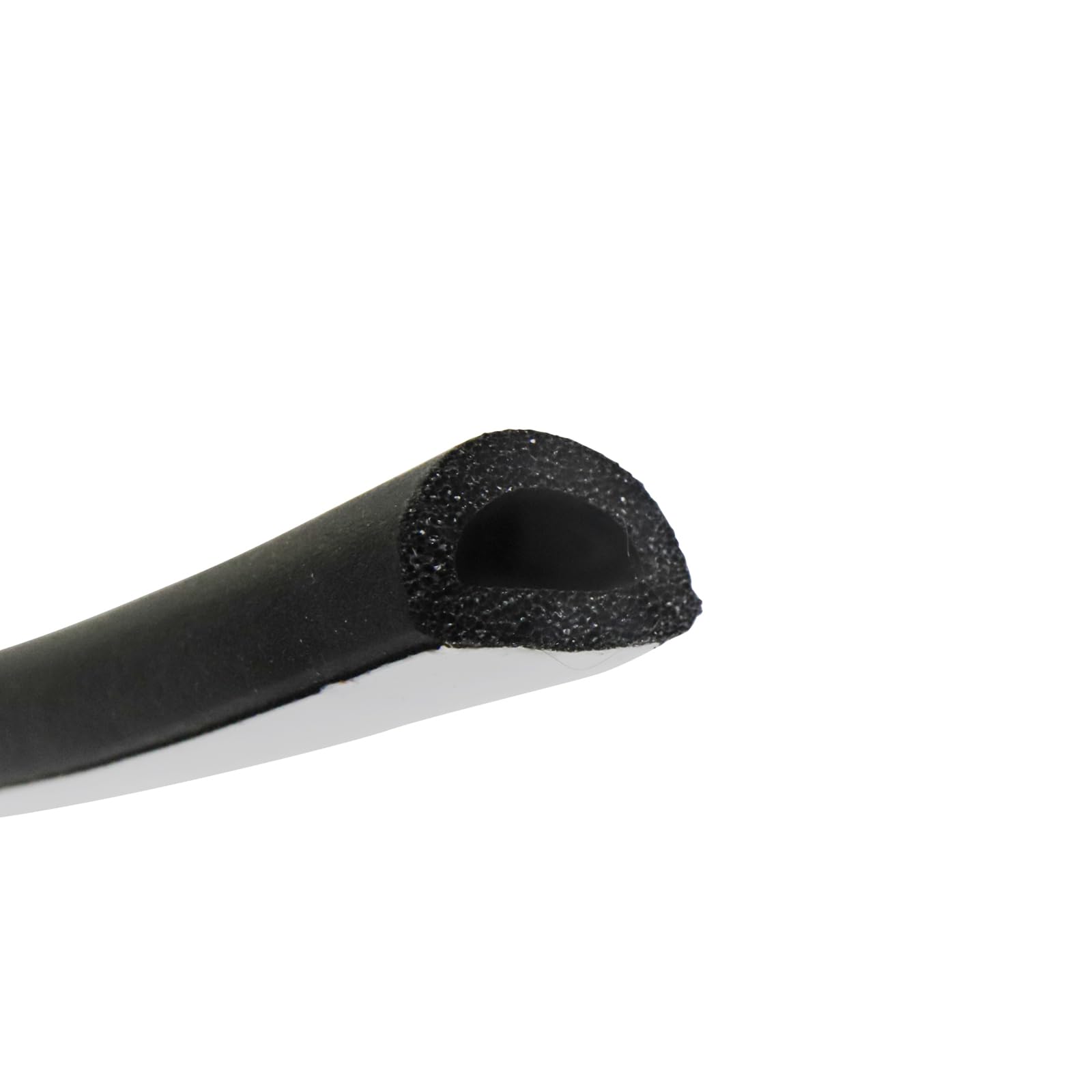 FlexSeals ES3533BPS.50 Rubber D-Shaped Seal 25ft Length– 0.61” Width, 0.36” Height – Standard Tape Adhesive, Matte Finish, Weather Seal Strip to Keep Water, Dust & Debris Out of Automobile, Black