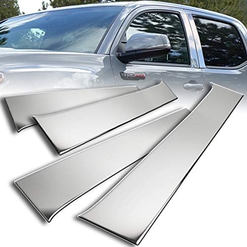 EPARTS Mirror Chrome Polished Stainless Steel Side Door Pillar Trim Cover Set Compatible with 2016-2019 Toyota Tacoma