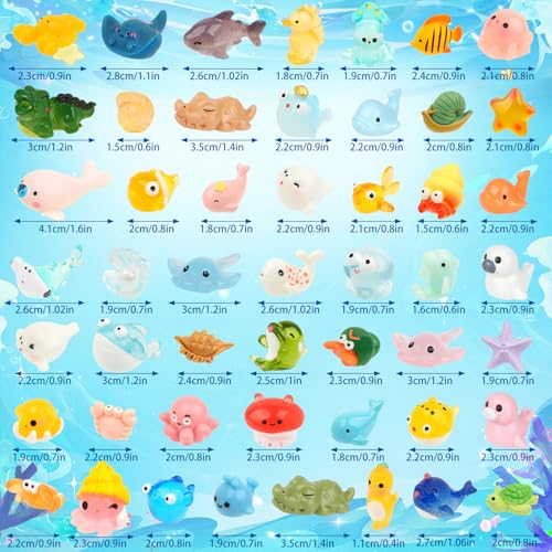 TaoQ C 50 PCS Mini Sea Animals Figurines Tiny Resin Ocean Animal Mini Plastic Ocean Animals for DIY Miniature Scenes Dollhouse Birthday Party Decoration, Fish Tank Aquarium - image 2