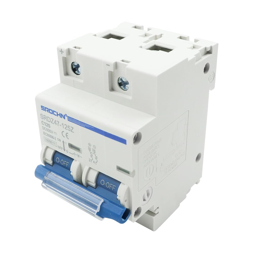 ANCLLO Photovoltaic DC Circuit Breaker HSB6C-DC 2 Pole DC500V 125A Solar Cell Grid Connected System Photovoltaic Circuit Breaker 35mm DIN Rail Installation