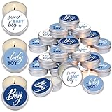 Landhoow 24 Pcs Baby Shower Jar Candles Favors Lavender Scented Gender Reveal Gifts Rustic Jar Aromatherapy Candle for Home(Blue Style)