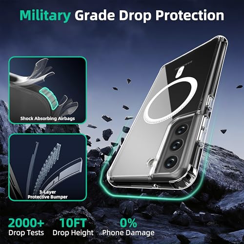 Image of ONES Magnetic for Galaxy S21 FE Slim Case, Compatible with Magsafe, Military-Grade Drop Guard, Anti-Yellowing, Shockproof Cover for Galaxy S21 FE, Scratch-Resistant, Transparent