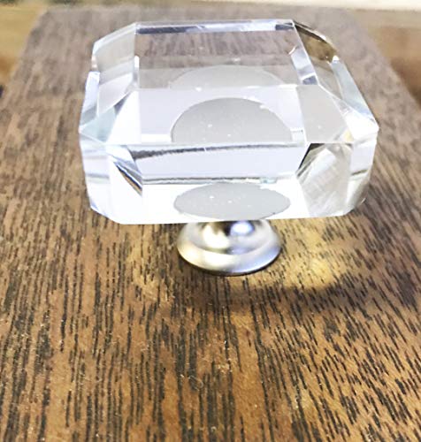 Shabby Restore Square Clear Glass Kitchen Cabinet Pulls, Dresser Knobs With Brushed Nickel Hardware - Pack Of 10 #TOP5