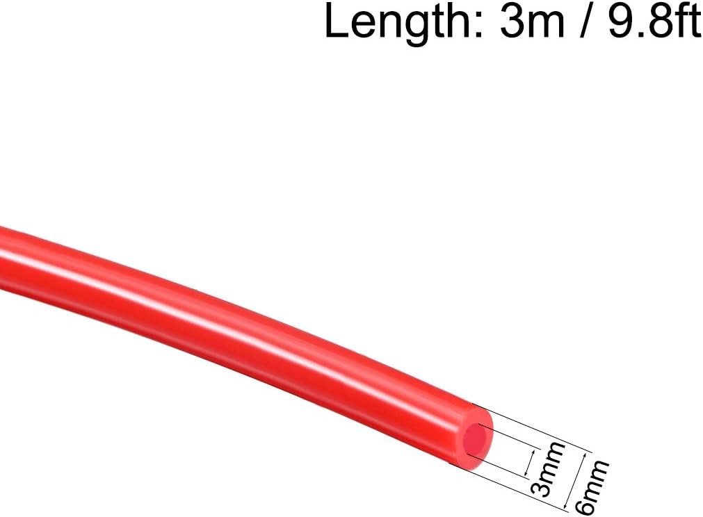 uxcell Silicone Tubing 1/8"(3mm) ID X 1/4"(6mm) OD 10ft Silicone Rubber Tube Air Hose Water Pipe for Pump Transfer Red