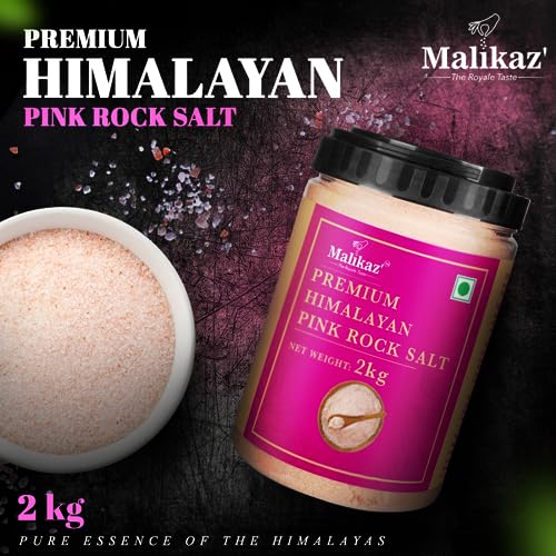 Image of Malikaz' The Royale Taste Premium Himalayan Pink Rock Salt Powder - 2 Kg Jar (Pack of 2)