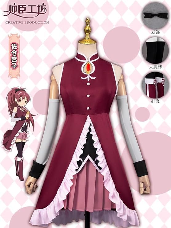 魔法少女まどか⭐︎マギカ　佐倉杏子　コスプレ　衣装、ウィッグ、武器、ブーツ Amazon.co.jp: [QMIQMI] 魔法少女まどかマギカ 佐倉杏子
