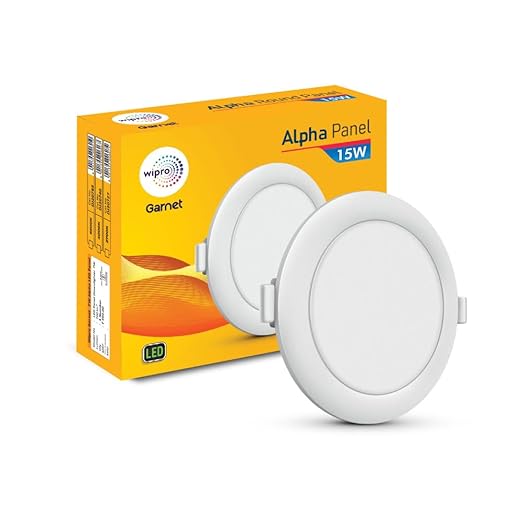 Wipro Garnet 15W Round LED Alpha Panel | Neutral White (4000K) | Recessed Down Light for False Ceiling | Cutout - 153mm | Pack of 1