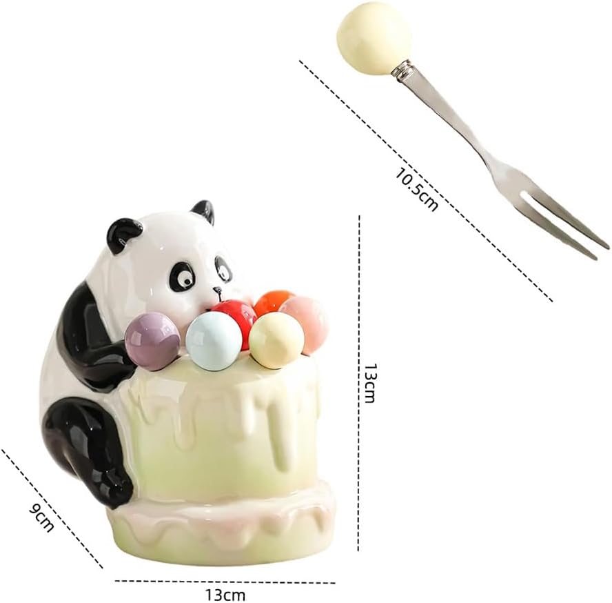 (6 Pieces) Ceramic Fruit Fork Set Household Dessert Storage Jar Stainless Steel Pick