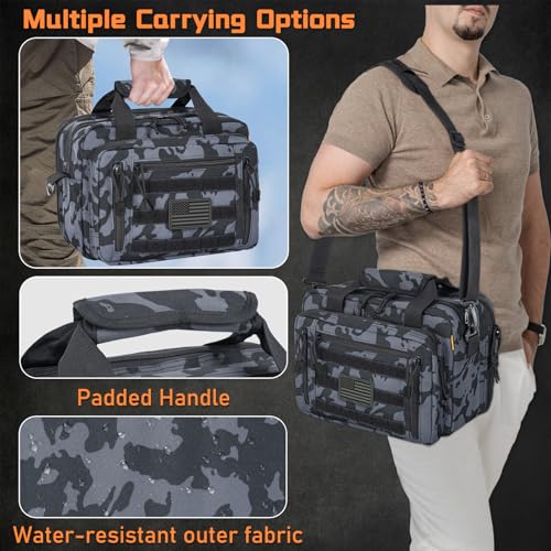 Image of Pistol Case, Gun Range Bags For 2 Pistols 6 Magazines Carrying Shooting Bag with Lockable Zipper for Shooting Range Outdoor Hunting