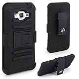 Grand Prime Case, LK [Heavy Duty] Black Armor Holster Defender Full Body Protective Hybrid Case Cover with Belt Clip for Samsung Galaxy Grand Prime